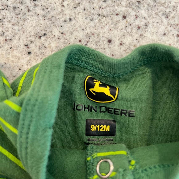 John Deere Tractor Green Striped Kids One Piece romper 9/12 months - Picture 4 of 7